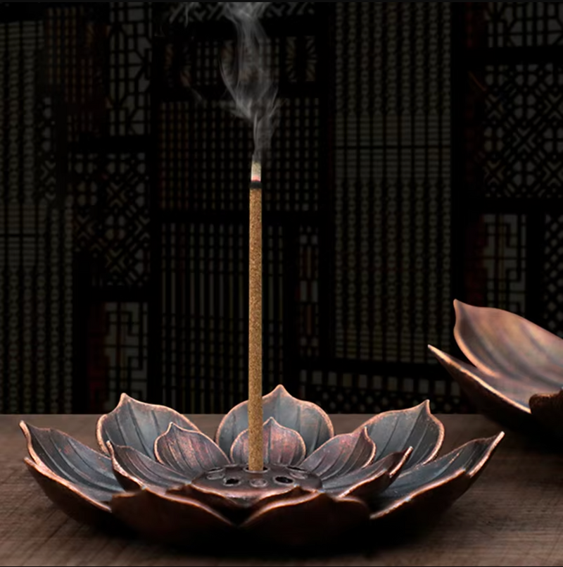 Zen Lotus Bronze Incense Holder