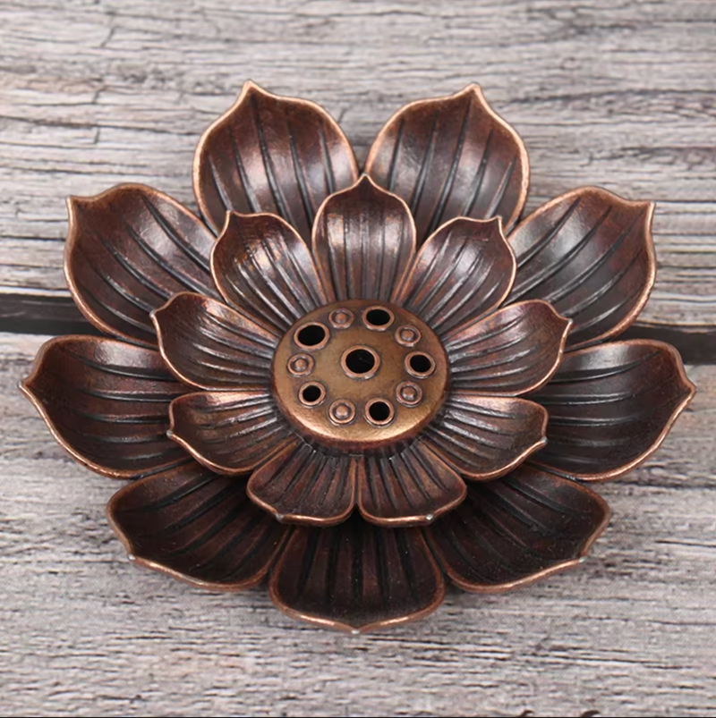 Zen Lotus Bronze Incense Holder