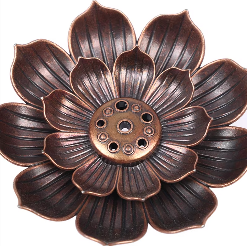 Zen Lotus Bronze Incense Holder